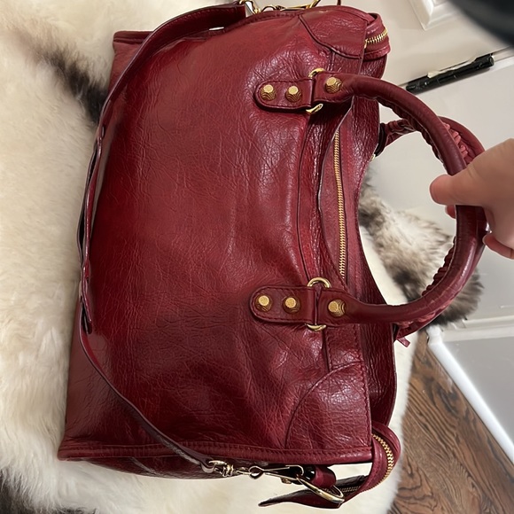 Balenciaga City Bag: Rouge Cerise with Gold Hardware - Picture 6 of 17